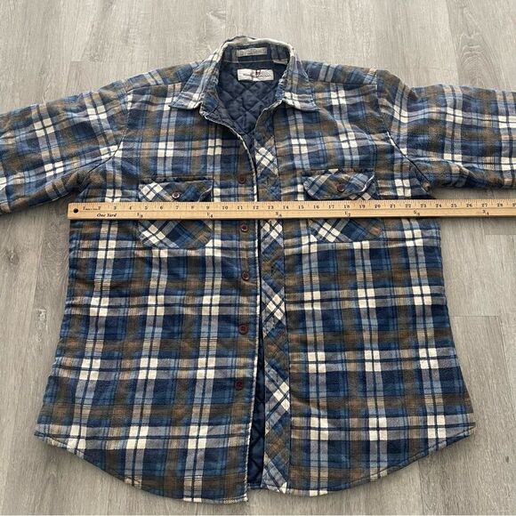 Vintage 70s 80s Windbreaker Brand Plaid Flannel Shirt Quilted Jacket Mens Large - Picture 6 of 7